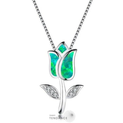 Collier Argent Avec Rose | France-Tendance