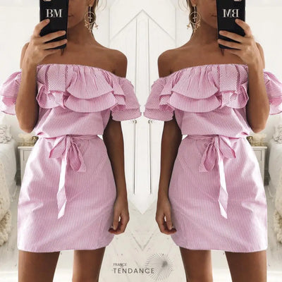 Robe à Volants Effet Chemise | France-Tendance