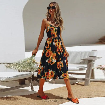Robe Bohème Midi Imprimée | France-Tendance