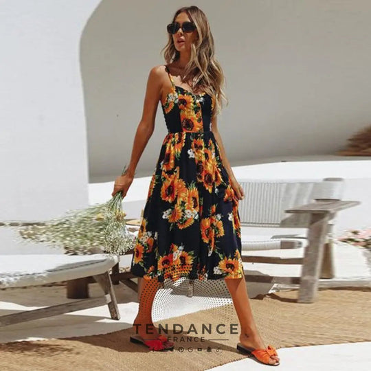 Robe Bohème Midi Imprimée | France-Tendance