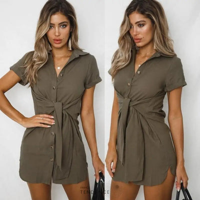 Robe Chemise à Manches Courtes | France-Tendance