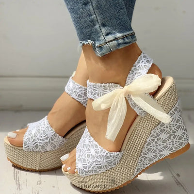 Sandales Compensées ’fleur De Soie’ | Tendance N°1 été 2022