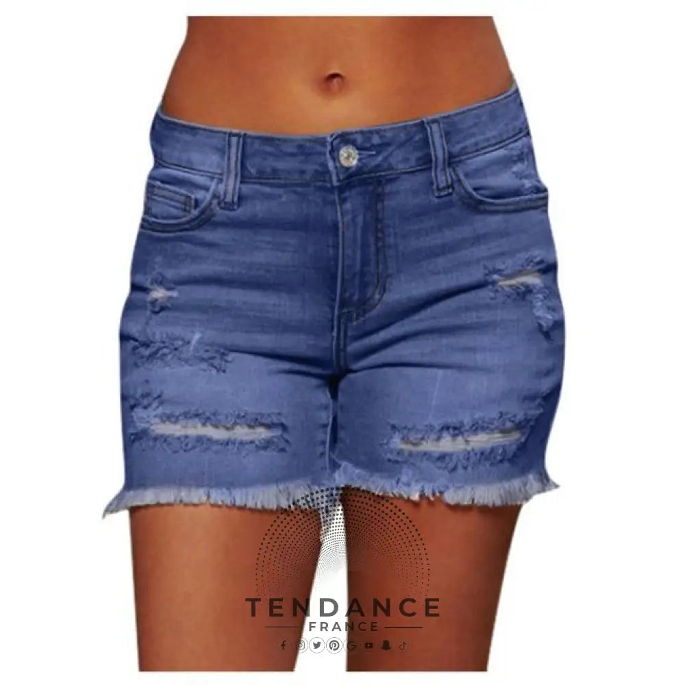 Short Denim à Ourlets Effilochés | France-Tendance